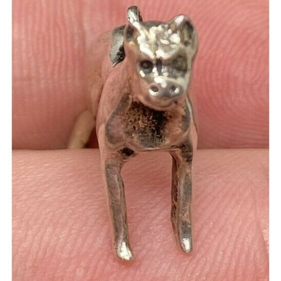 Vintage Sterling Silver 925 Pitbull Boxer Dog Charm Pendant - Picture 3 of 5
